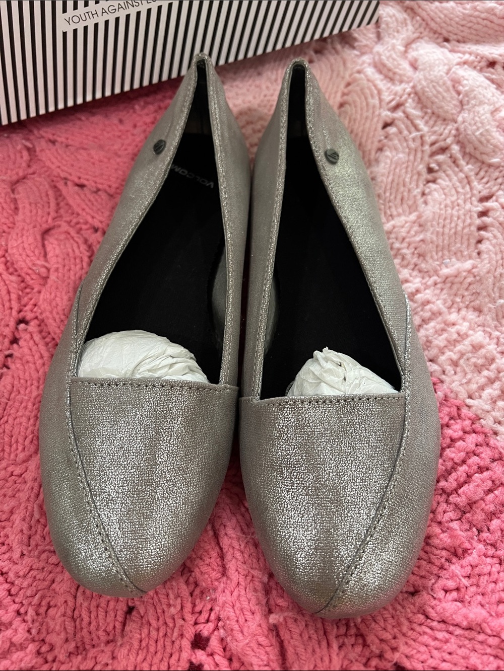 Volcom Metallic Silver Slip-On Ballet Flats